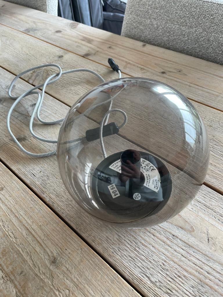 Fado tafellampje met gerookt glas, Ophalen, Zo goed als nieuw, Glas, Minder dan 50 cm