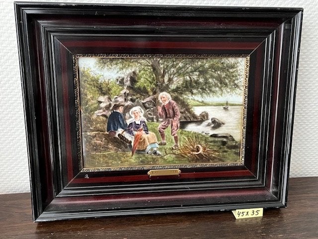 Mooie antieke  ingelijste tegel  45 x 35 cm, Ophalen of Verzenden