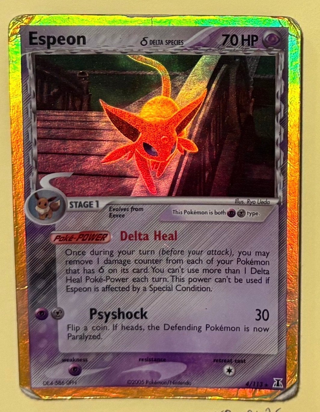 Pokémon Kaart Espeon 4/113 Holo, Ophalen of Verzenden, Gebruikt, Losse kaart, Foil