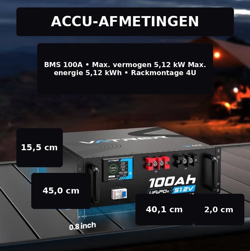 Vatrer 51.2V 100Ah LiFePO4 ServerRack Lithium Accu Bluetooth, Vatrer, Vatrer, Nieuw, Ophalen of Verzenden