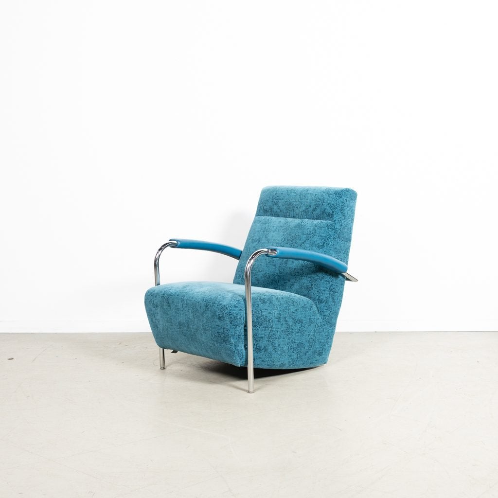 Leolux Scylla Hoog Fauteuil Blauw Patroon Stof, Niet ingevuld, Zo goed als nieuw, Niet ingevuld, Niet ingevuld
