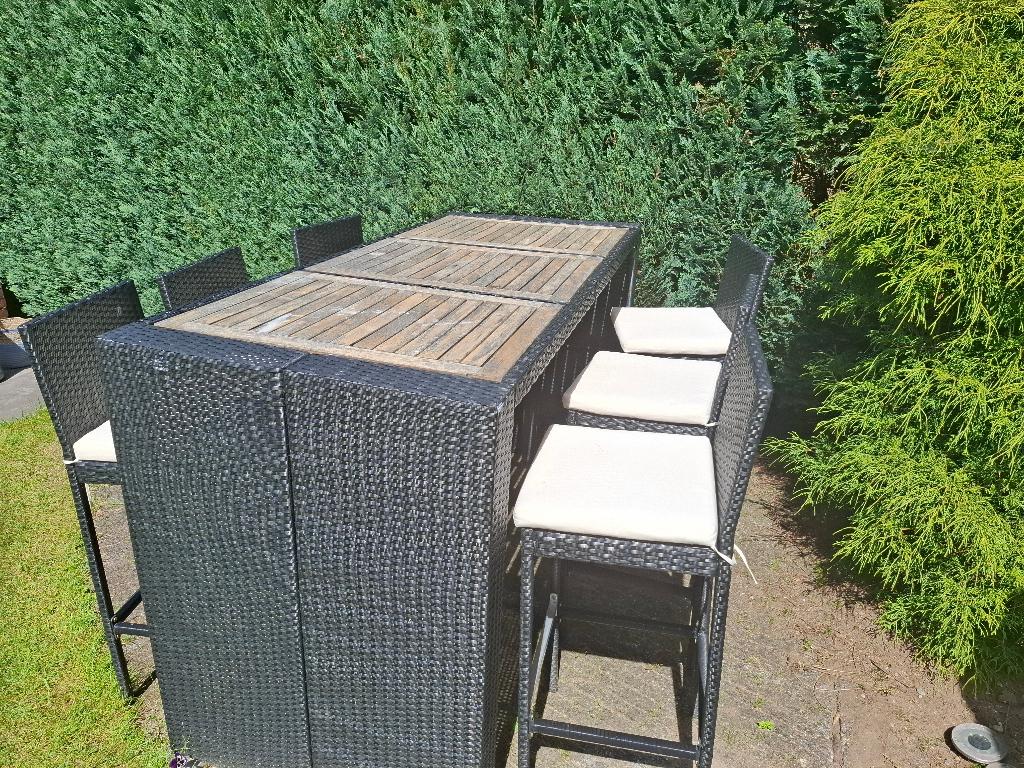 barset superleuk!, Tuin en Terras, Tuinsets en Loungesets, Ophalen, Gebruikt, Rotan, 6 zitplaatsen