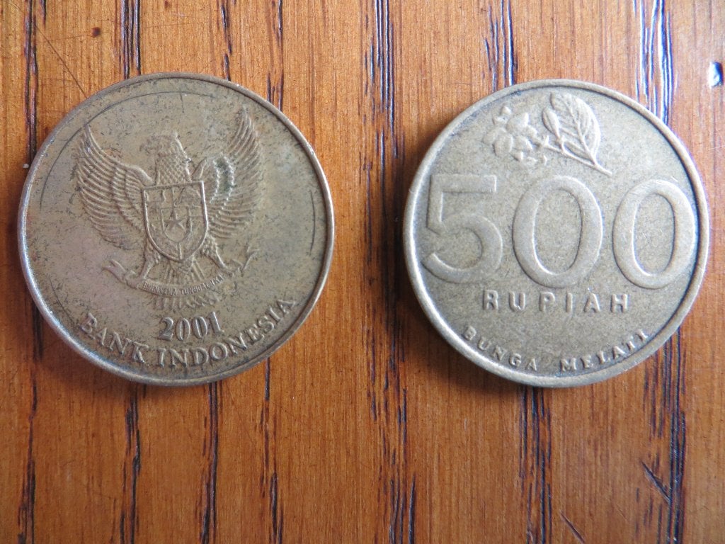 munten Indonesië ; 2 x 500 rupiah  2001, Ophalen of Verzenden, Zuid-Azië