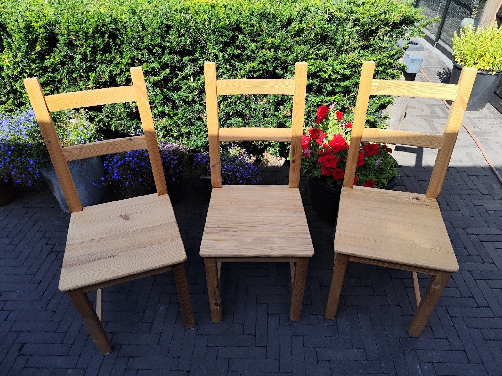 Drie leuke houten Ikea stoelen!, Ophalen, Bruin, Hout, Drie