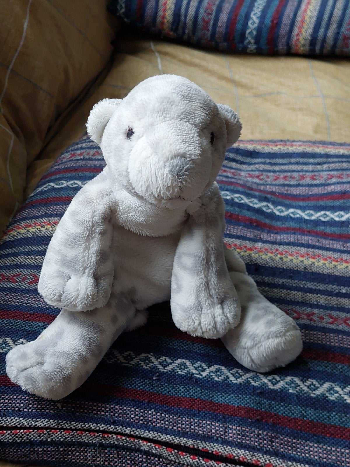 Zachte grijze knuffel aap met vlekken, Ophalen of Verzenden, Zo goed als nieuw, Grijs, Aap