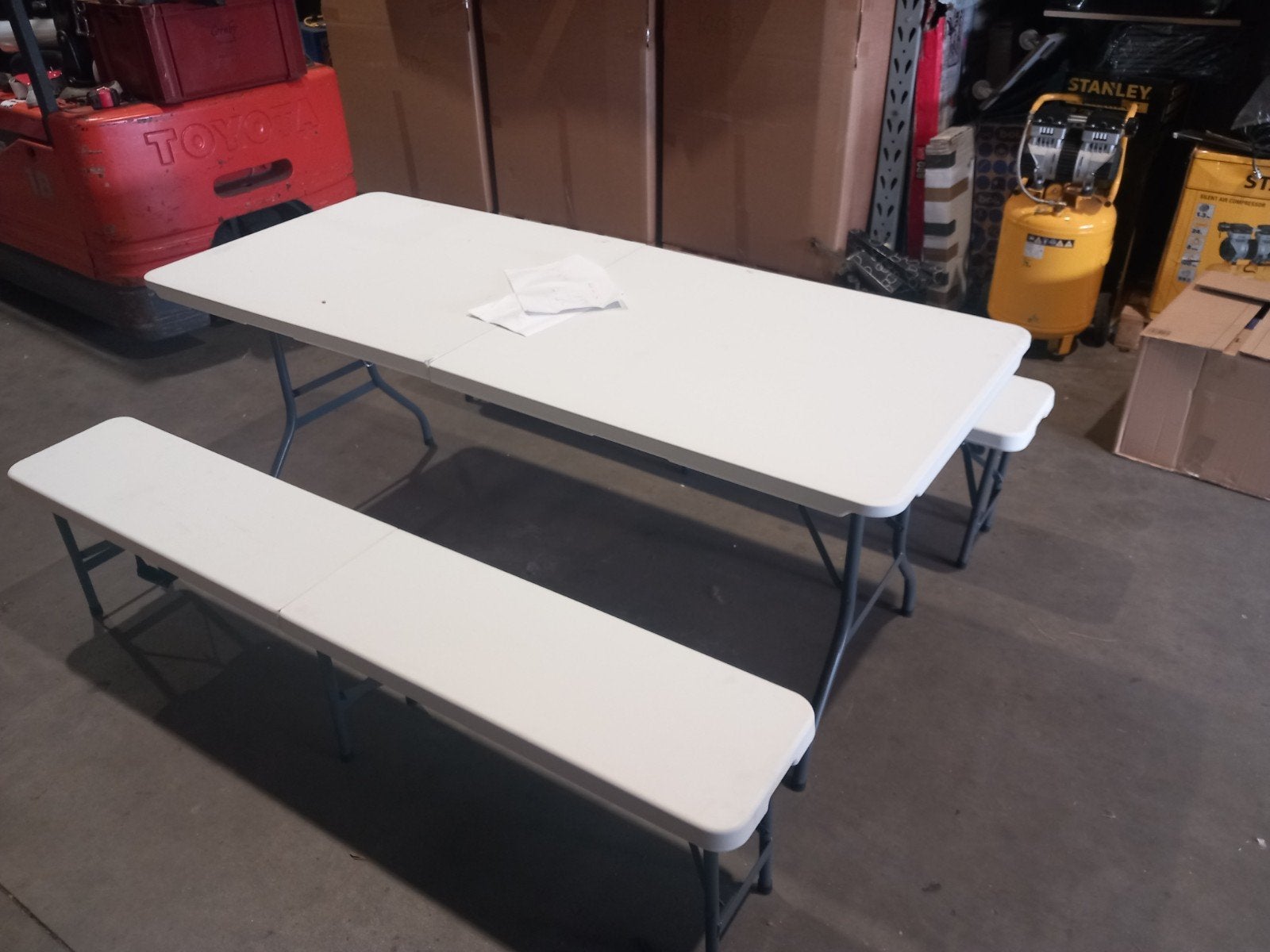 Inklapbare picknicktafel met banken - Gebruikt, Ophalen, Overige materialen, Gebruikt, Inklapbaar