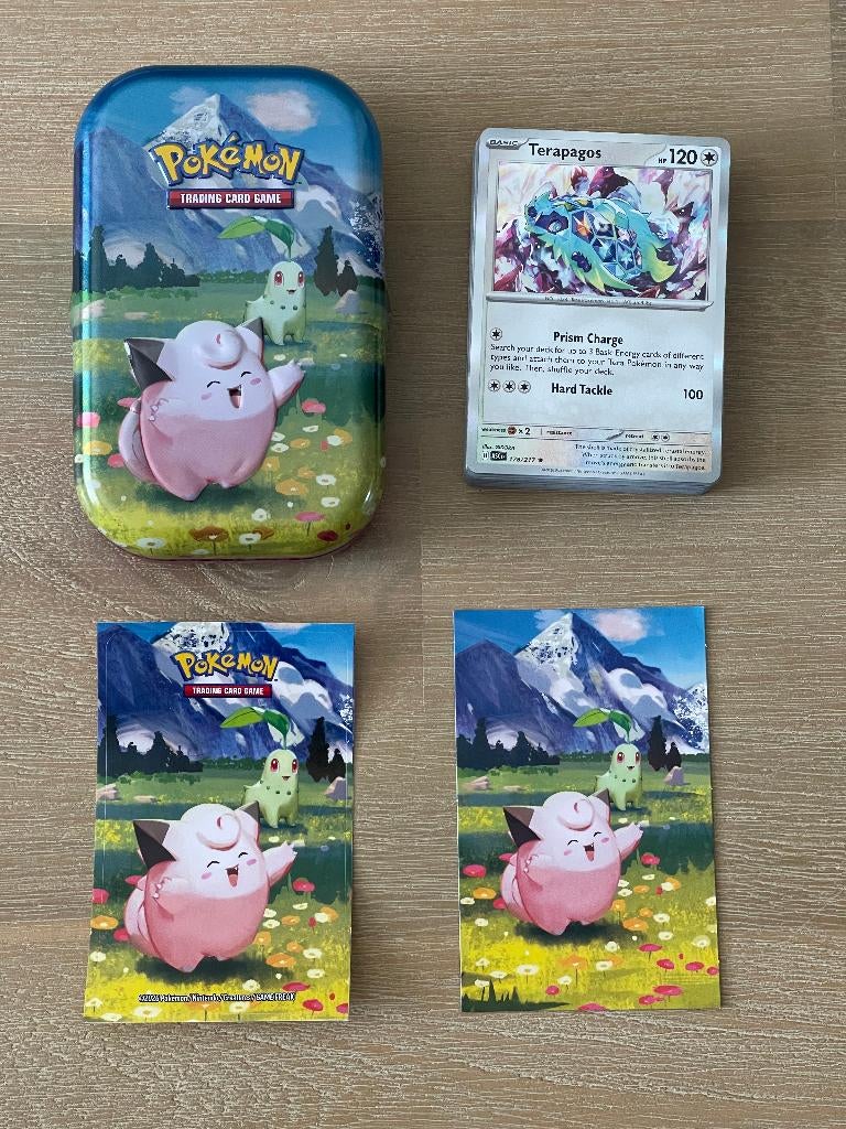 50 Pokemon Ascended Heroes Mini Tin: Clefairy en Chikorita, Ophalen of Verzenden, Zo goed als nieuw, Meerdere kaarten