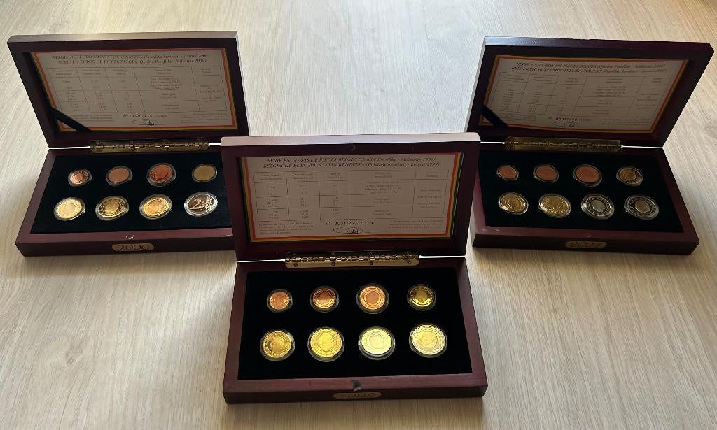 Belgische Euro-muntstukkenreeks 1999-2001, Postzegels en Munten, Munten | Nederland, Ophalen of Verzenden, Koningin Beatrix, Euro's