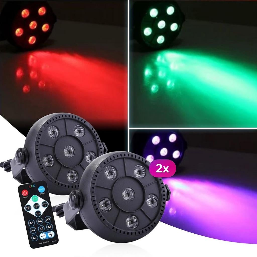 LED PAR discolamp Feestverlichting RGB Set van 2 stuks Nieuw, Geluidgestuurd, ., Nieuw, Ophalen of Verzenden