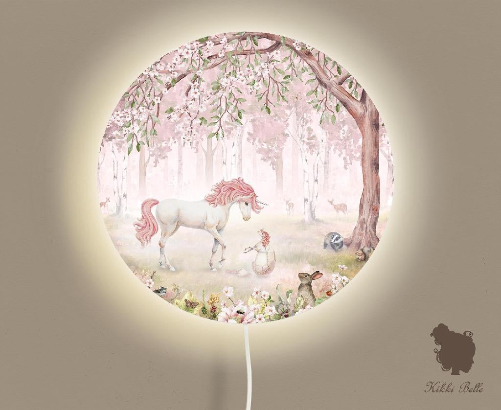 Ronde Wandlamp Eenhoorn Roze 35 cm (Ø) Kikki Belle, Bi & Li Creaties, Nieuw, Ophalen of Verzenden, Bilicreaties@gmail.com