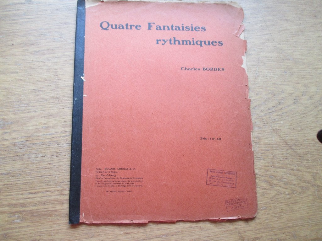 CHARLES BORDES - QUATRE FASNTAISIES RYTHMIQUES - PIANO, Gebruikt, Ophalen of Verzenden, Artiest of Componist, Piano