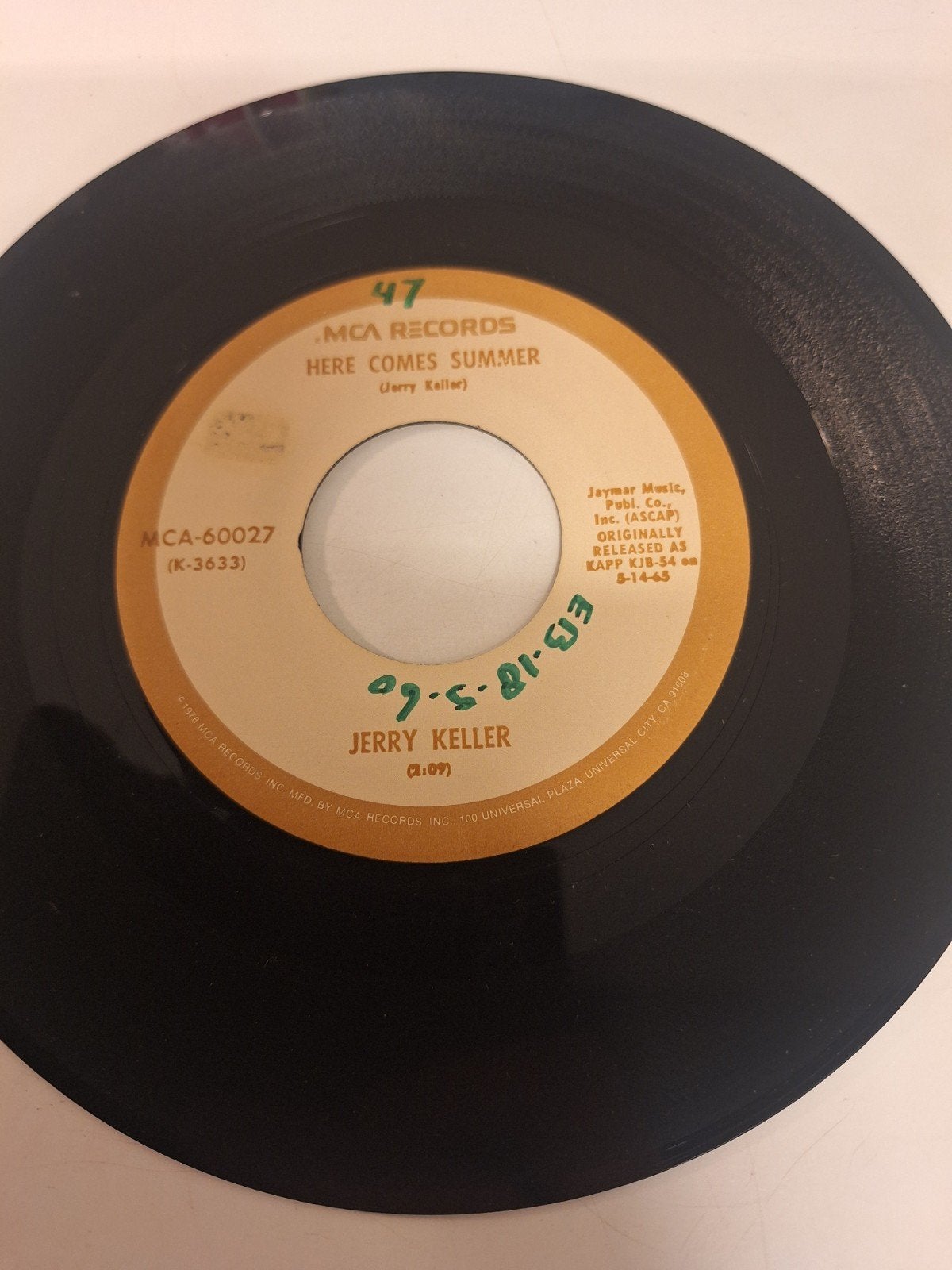 Jerry Keller - Here comes Summer, 1958., Verzenden, 7 inch