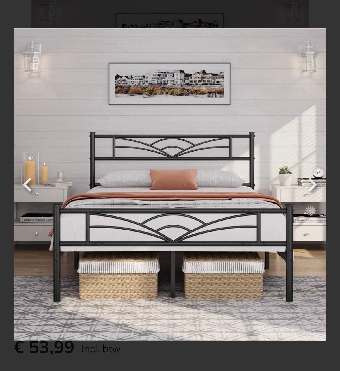 YAHEETECH Tweepersoonsbed 140x200 cm Zwart Metaal, Yaheetech, Nieuw, Ophalen of Verzenden, Yaheetech