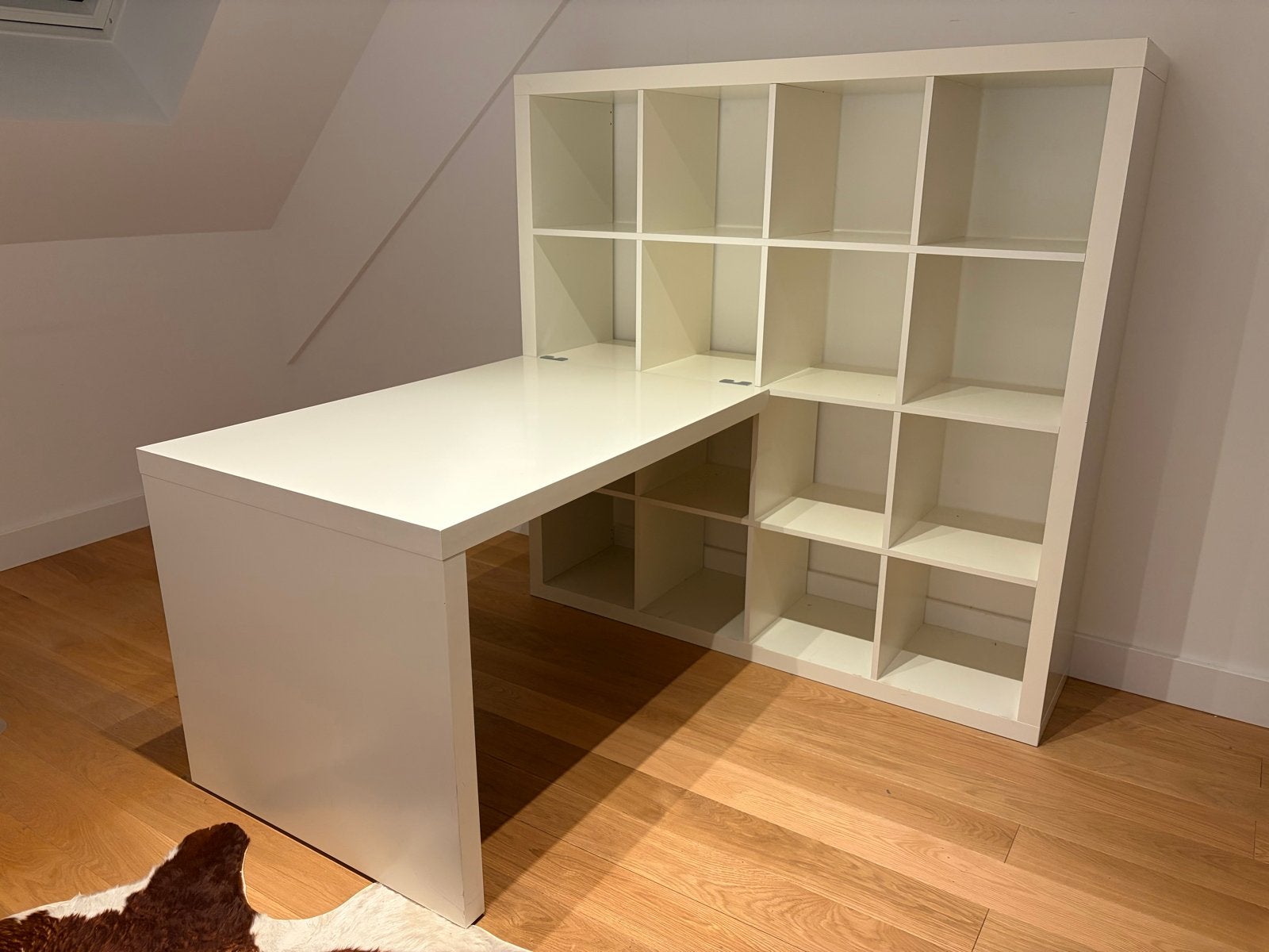 IKEA EXPEDIT 4x4 shelving + desk combination white, Ophalen, Demontabel, Spaanplaat of MDF, 149 cm