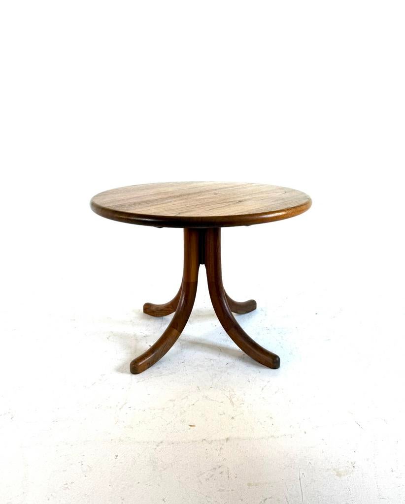 Vintage Deense teakhouten salontafel, Arebbo Møbler ‘70, 50 tot 100 cm, Vintage retro buisframe design rotan webbing papercord deens