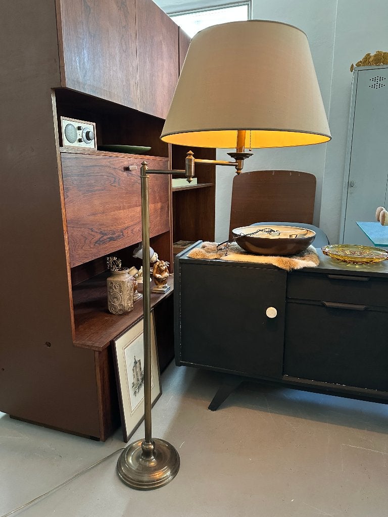 SALE: Brocante, antieke, vintage schemerlamp met zwenkarm, Ophalen