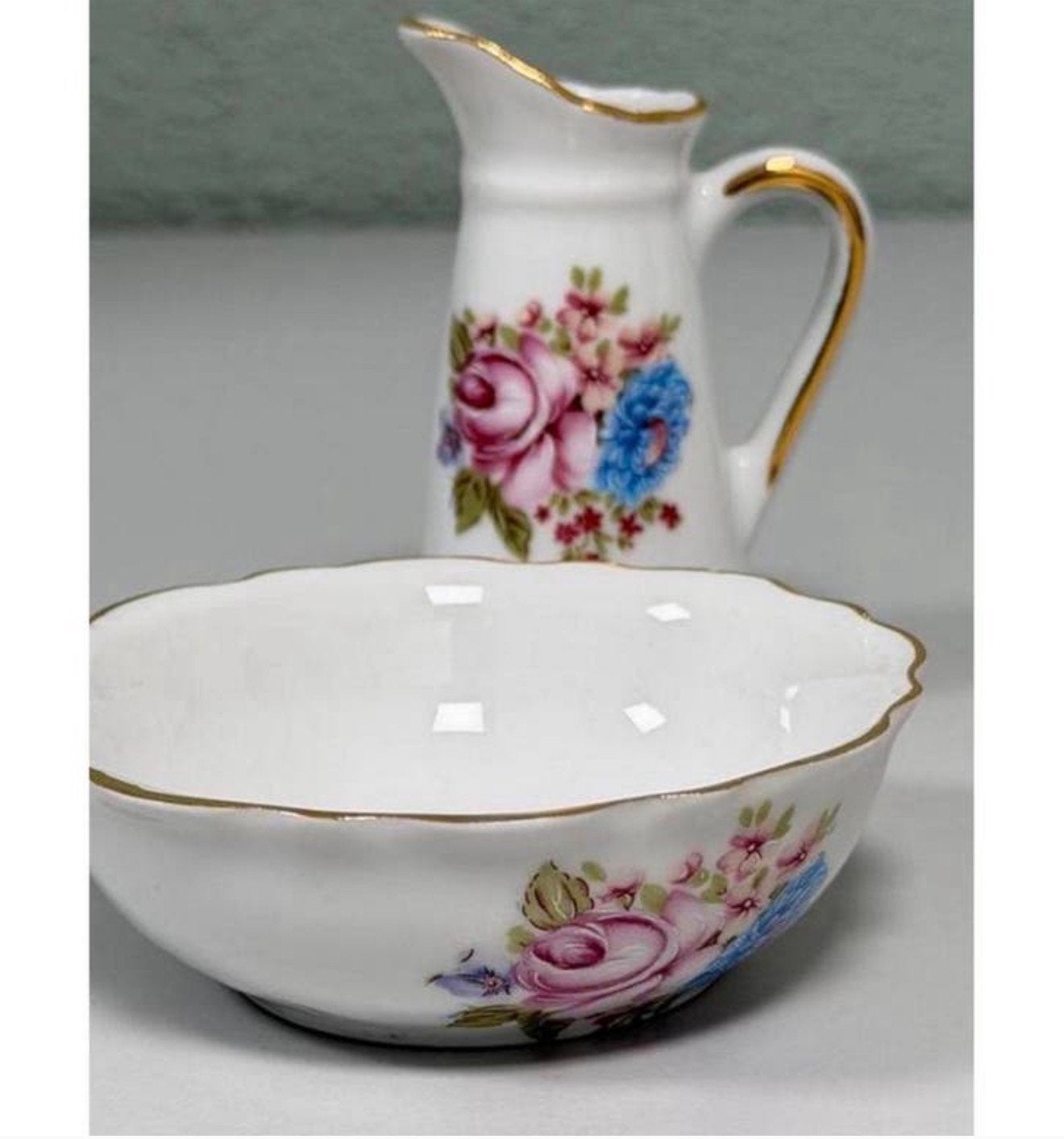 ROYAL PORCELAIN P. Limoges 24KT Gold melkkan en schaaltje, Ophalen of Verzenden