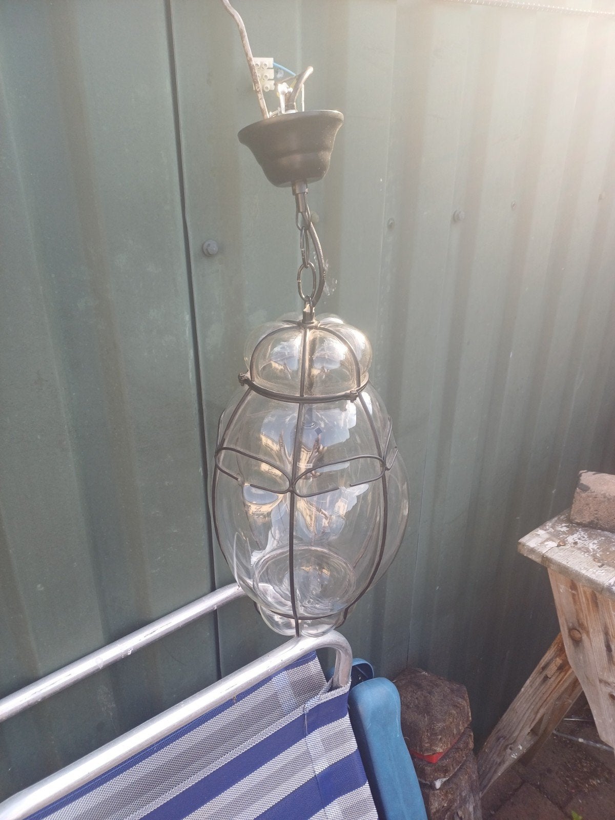 vintage  venetiaanse mondgeblazen hangelamp, Ophalen of Verzenden, Zo goed als nieuw