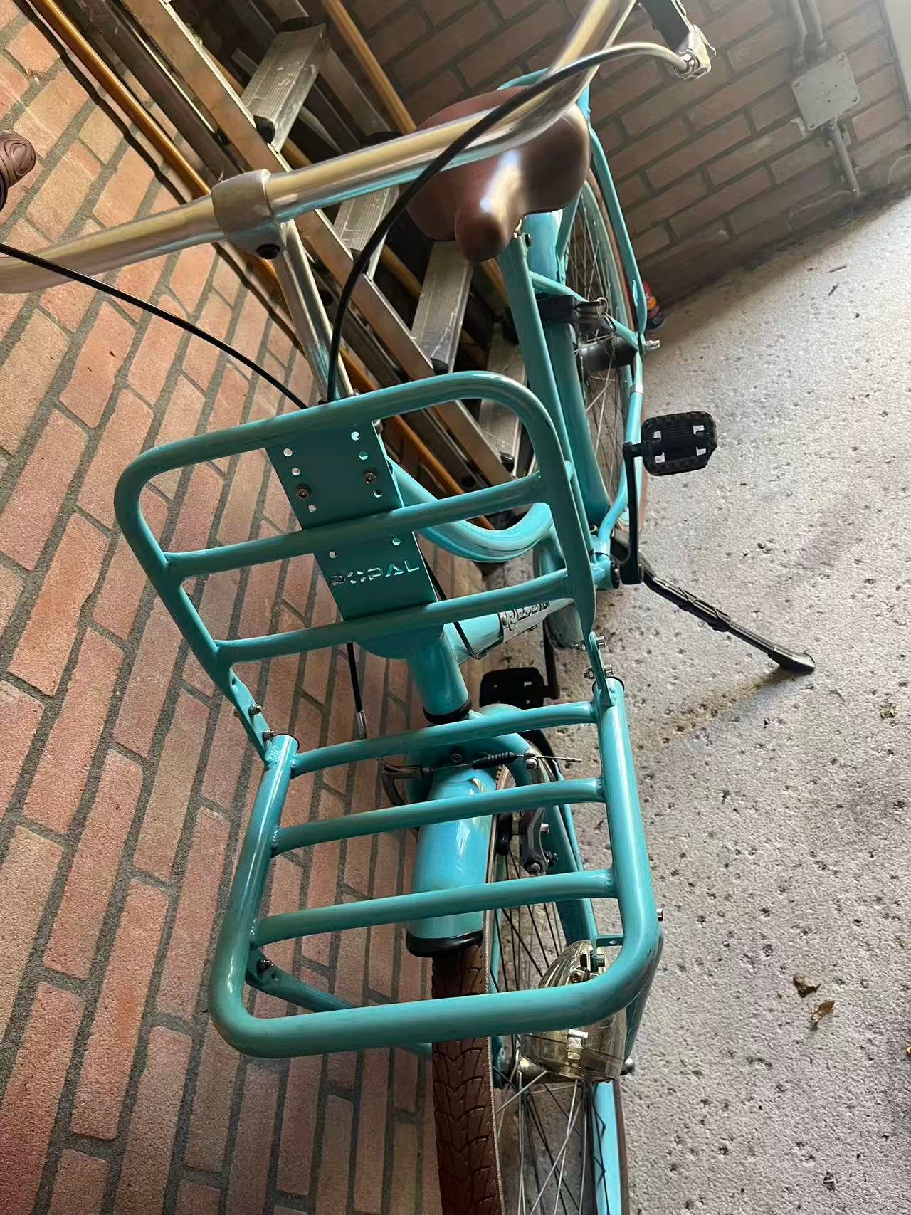 Blauwe popal fiets, Terugtraprem, Gebruikt, Versnellingen, Ophalen