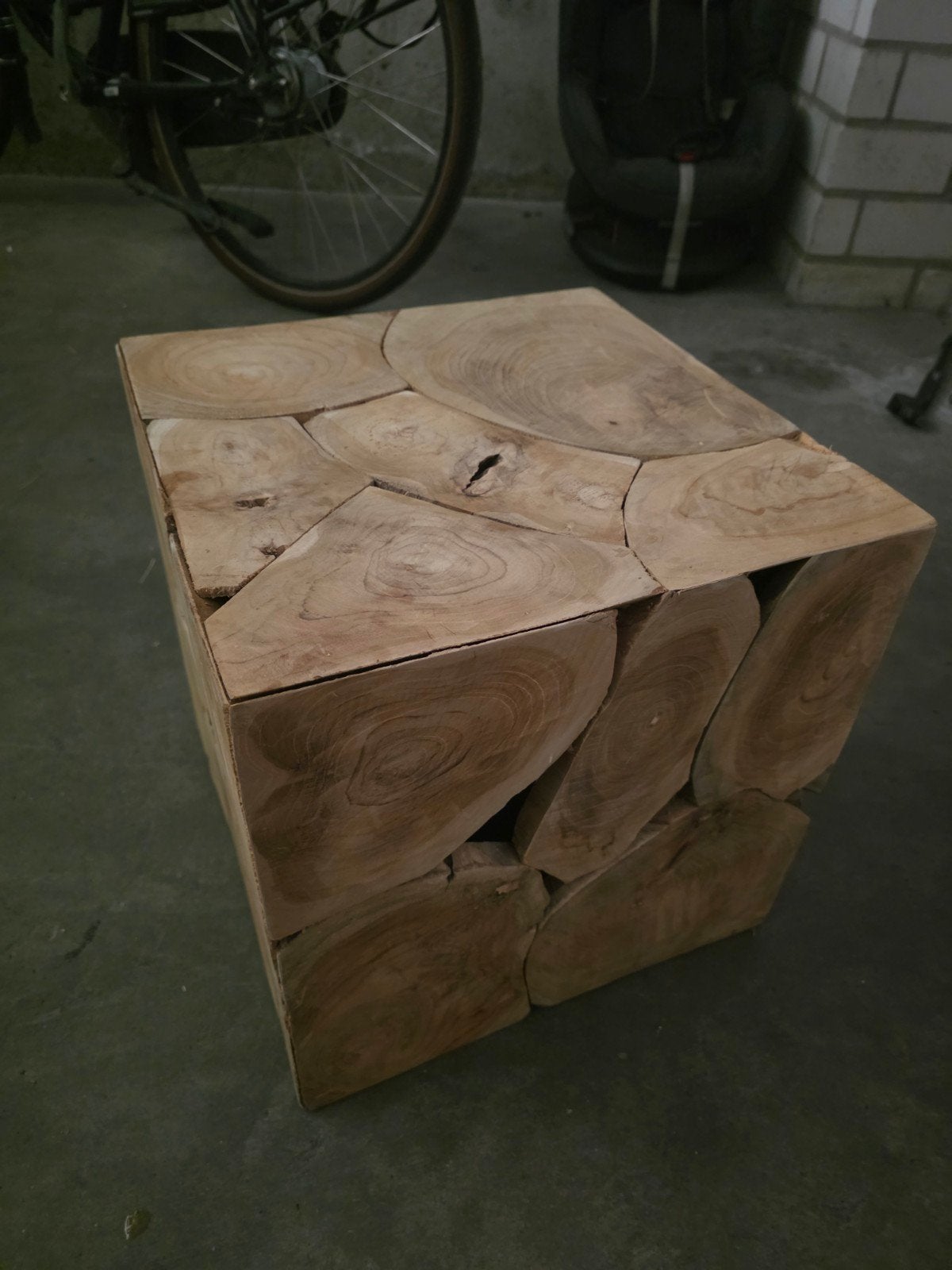 Unieke Luuk Blok bijzettafel/kruk van teakhout, Ophalen, Gebruikt