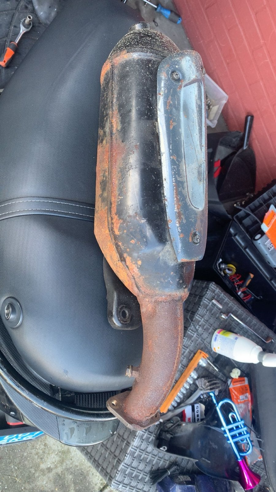 Piaggio SC12 125-180cc Uitlaat (excl. voorbocht), Ophalen of Verzenden, Gebruikt, Uitlaat, Piaggio