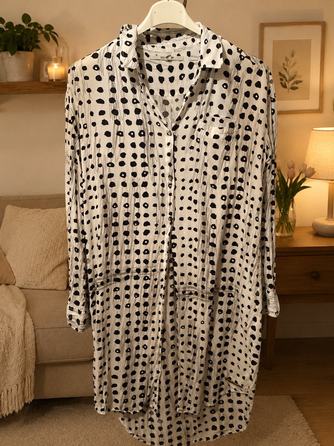 Moscow blouse jurk met stippenpatroon, maat XS, Ophalen of Verzenden, Zo goed als nieuw, Maat 34 (XS) of kleiner, Wit