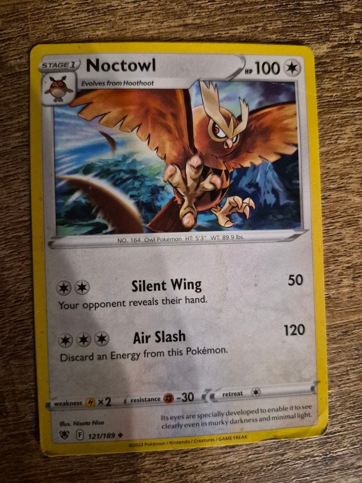 Pokémon Kaart: Noctowl (121/189) - Zo goed als nieuw, Ophalen of Verzenden, Zo goed als nieuw, Losse kaart
