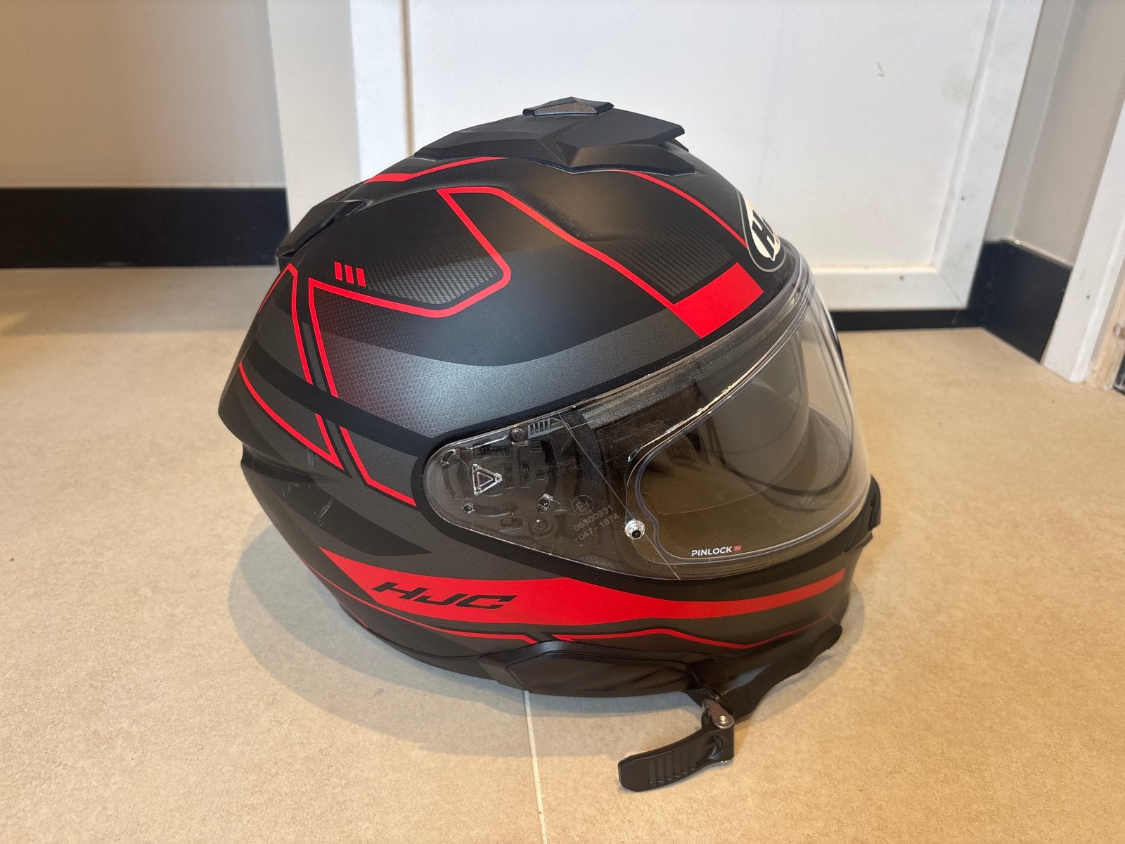 HJC i71 Integraalhelm - Mat Zwart/Rood - Maat L, Heren, HJC, Ophalen of Verzenden, Integraalhelm