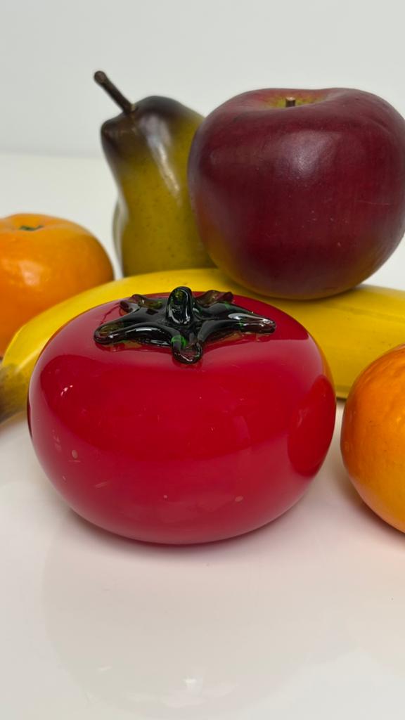 Glazen rode tomaat handgeblazen Murano glas fruitschaal, Ophalen of Verzenden