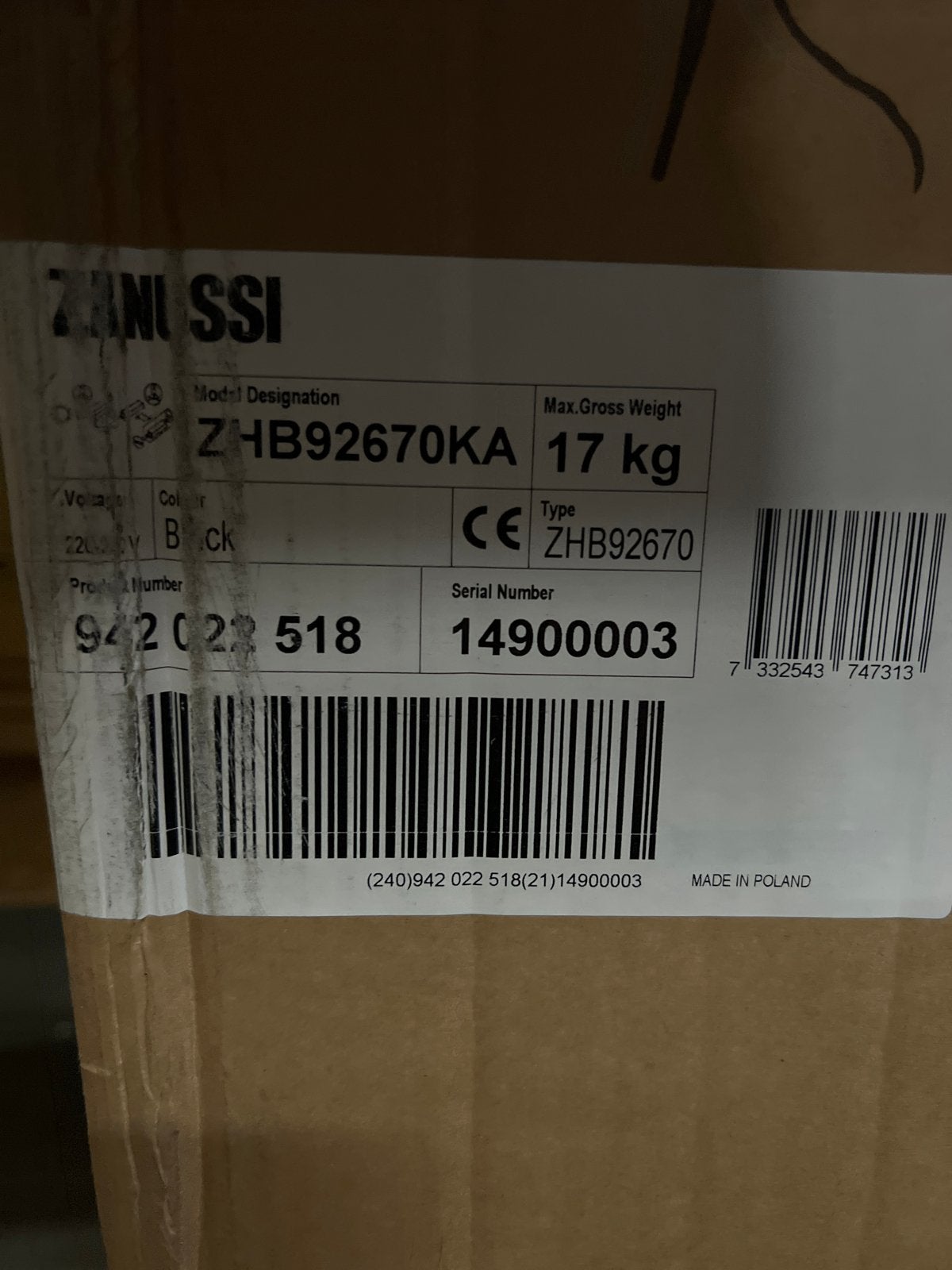 Zanussi ZHB92670KA Afzuigkap - Nieuw in doos, Ophalen, Nieuw
