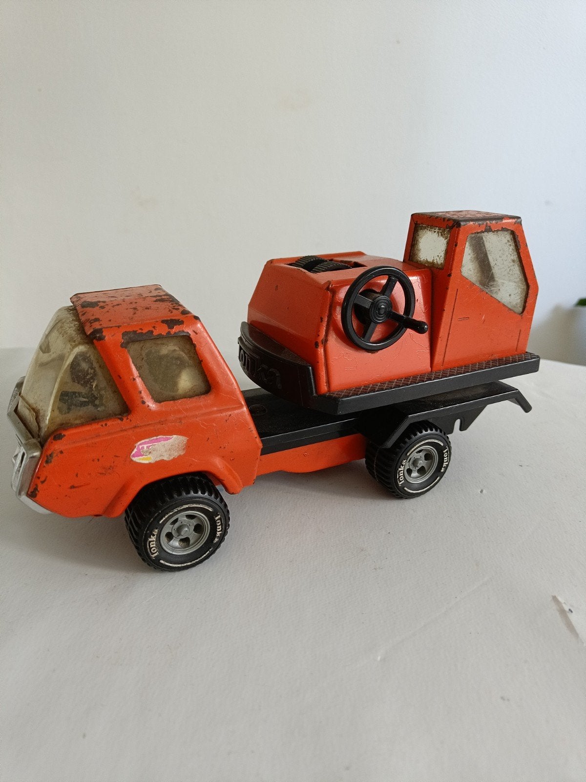 Vintage Tonka auto - Oranje metalen speelgoedtruck, Ophalen of Verzenden, Gebruikt