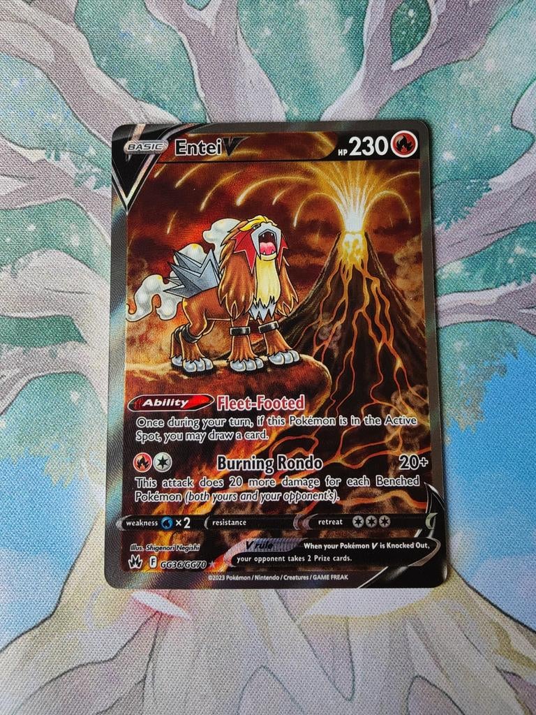 Pokemon crown zenith galarian gallery entei v gg36/gg70, Ophalen of Verzenden, Nieuw, Losse kaart, Foil
