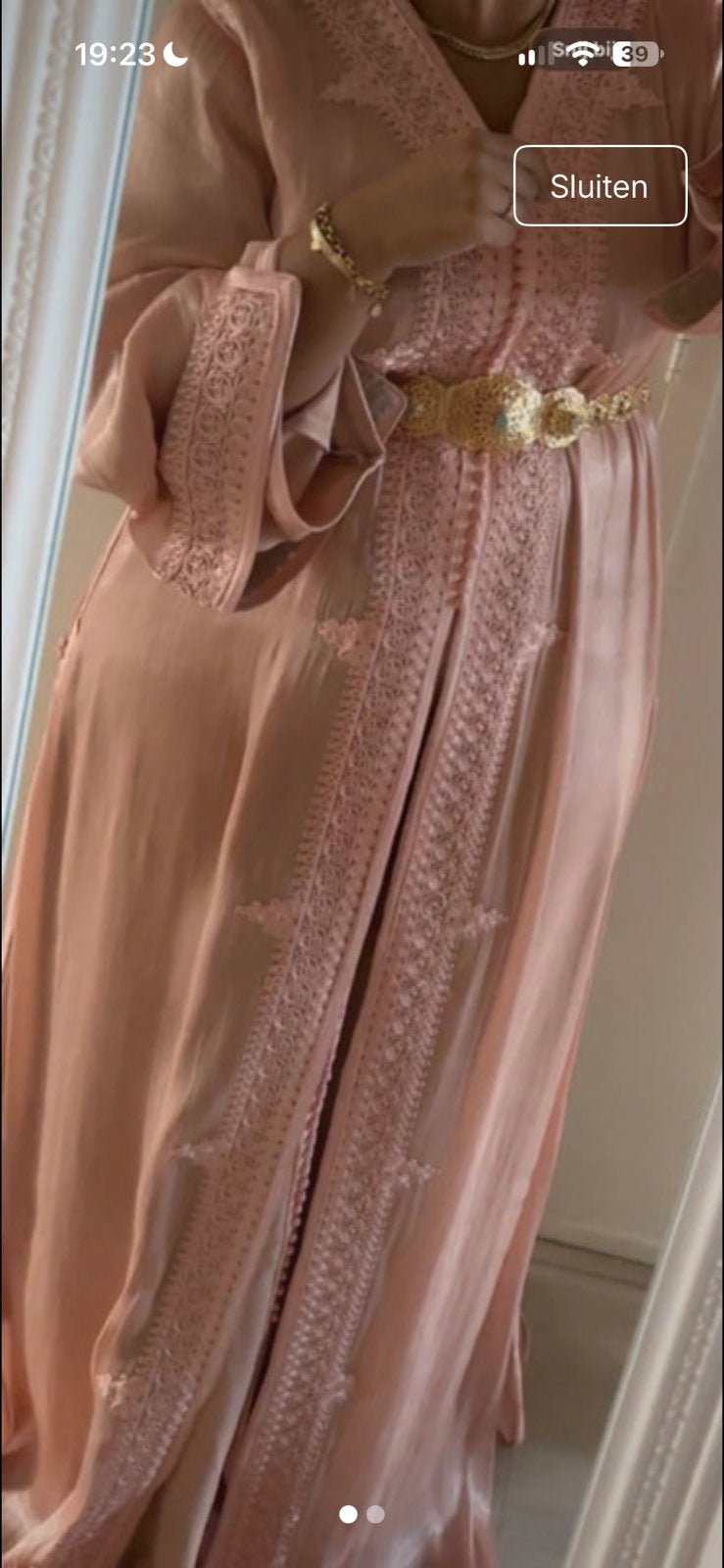 Elegante Roze Kaftan met Borduurwerk, Maat 42/44 (L), Nieuw, Ophalen of Verzenden, Roze