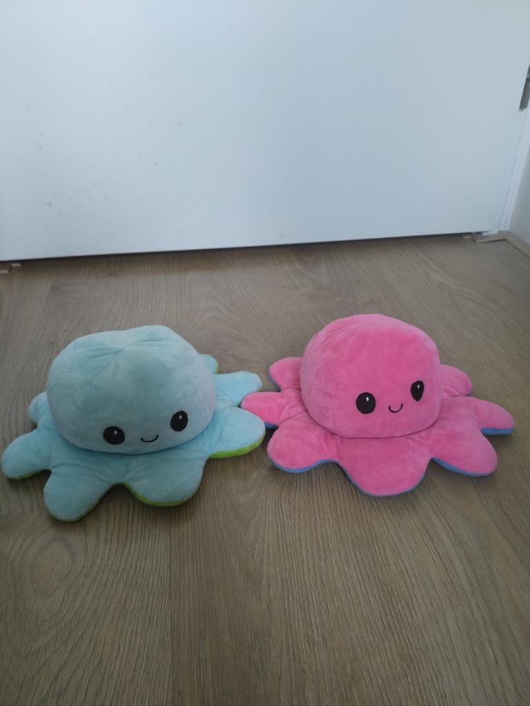 Omkeerbare Octopus Knuffel - Roze/Blauw met Groen/Blauw, Kinderen en Baby's, Speelgoed | Knuffels en Pluche, Ophalen, Roze