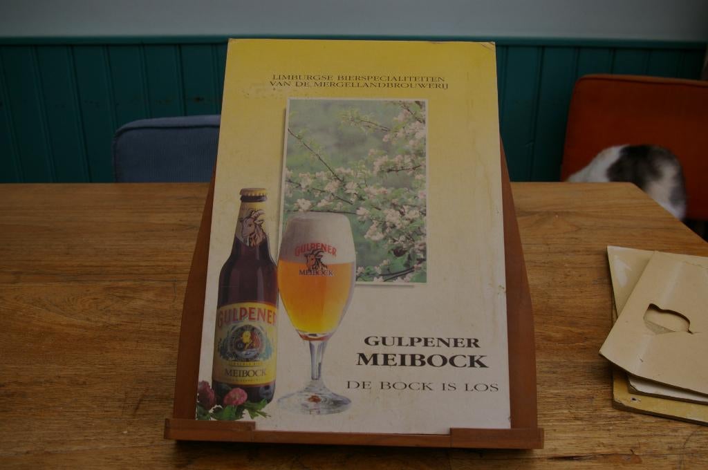 Bierreclame café reclamebord Gulpener, Verzamelen, Biermerken, Ophalen of Verzenden, Gebruikt, Reclamebord, Plaat of Schild, Gulpener