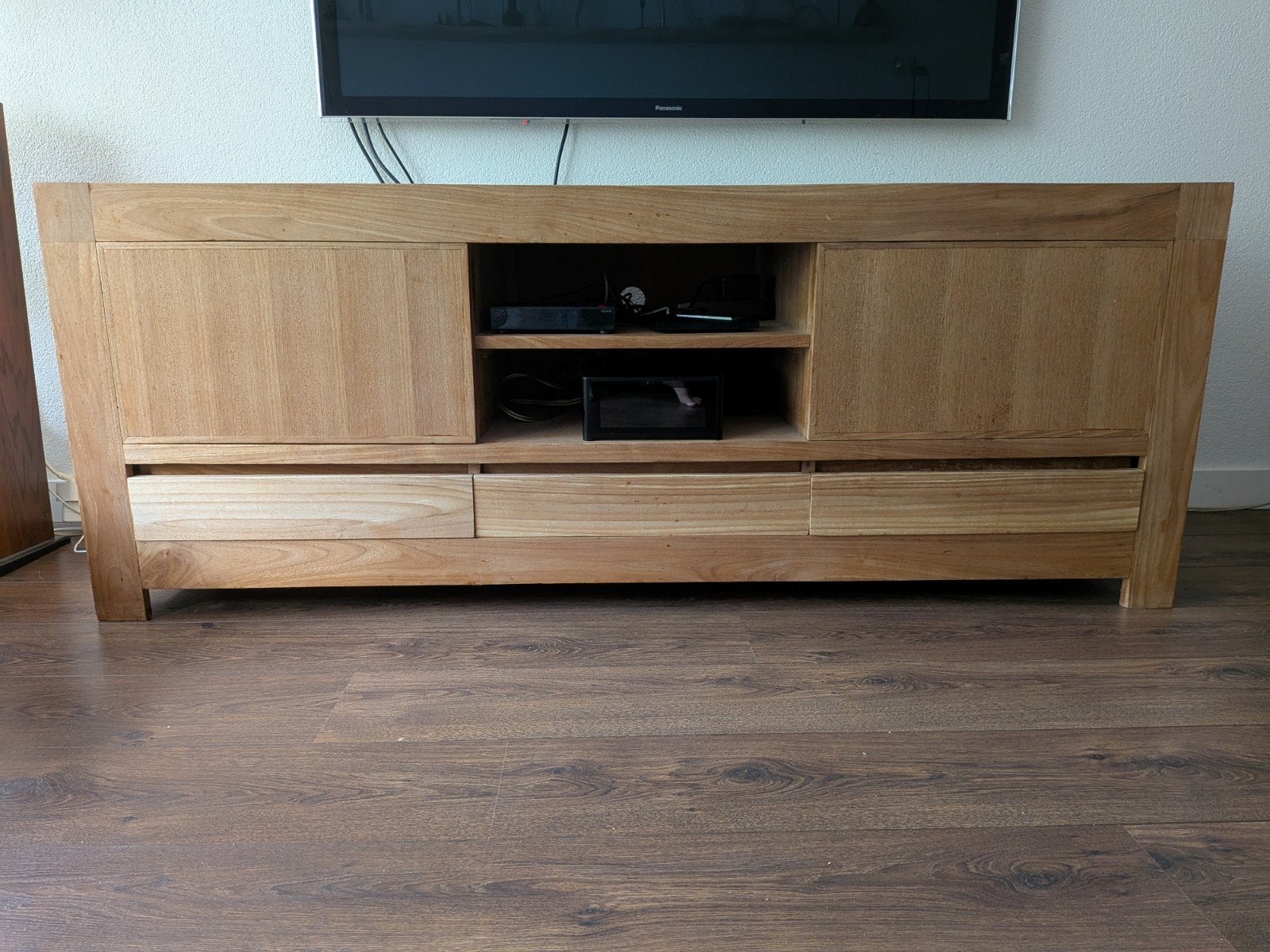 Tv meubel teak, Huis en Inrichting, Kasten | Televisiemeubels, Ophalen, Gebruikt, 150 tot 200 cm, Teakhout