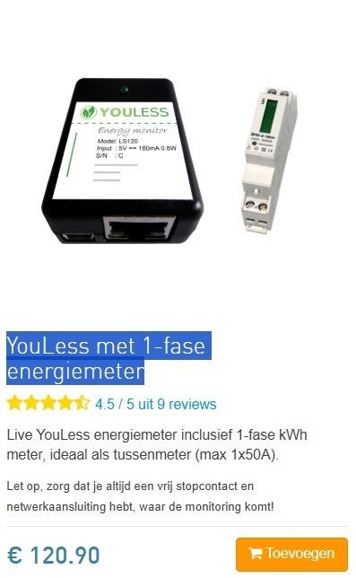YouLess LS120 met 1-fase energiemeter Eastron, Ophalen of Verzenden, Zo goed als nieuw, Overige merken, Installatieautomaat