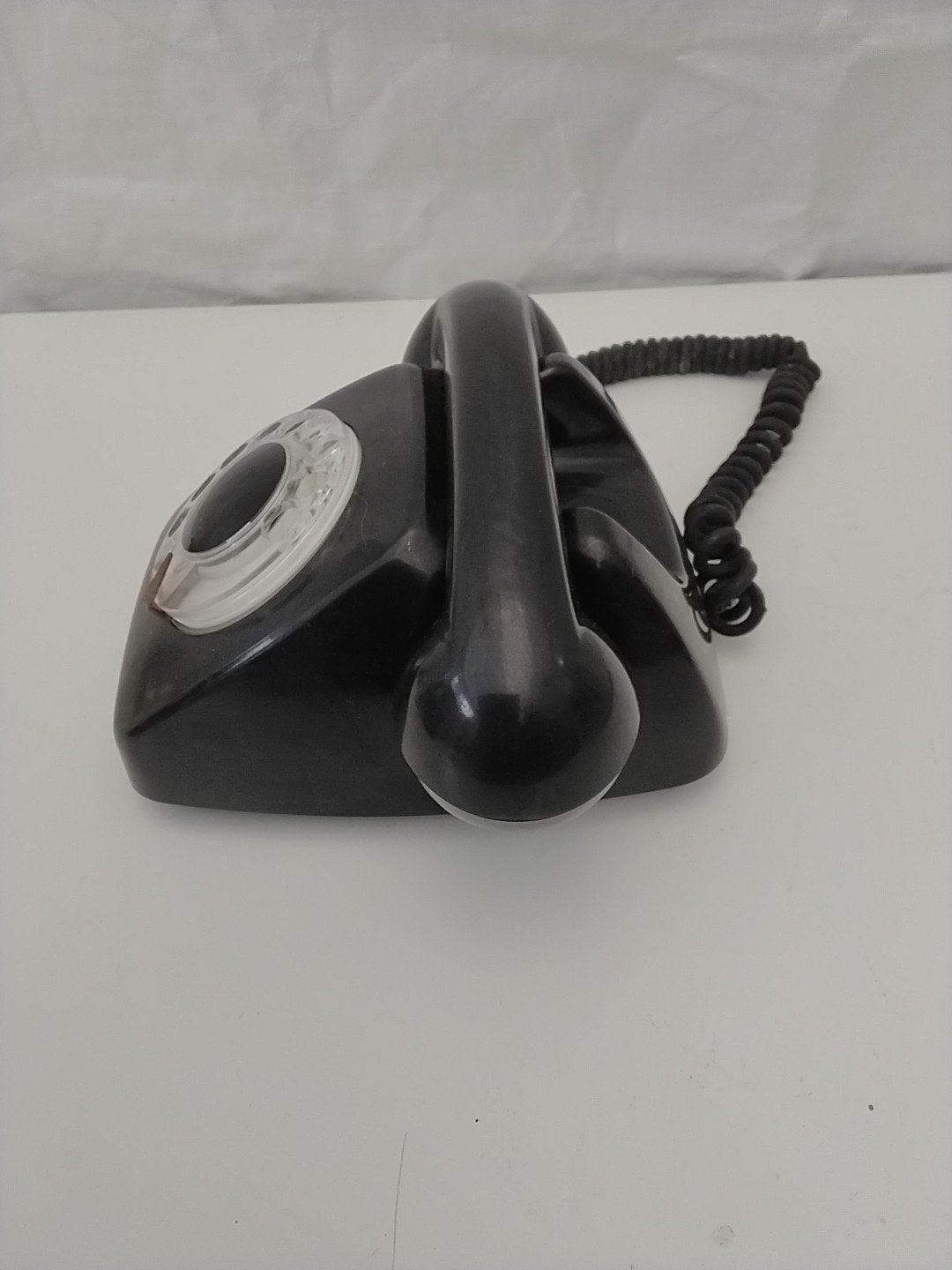 Vintage Zwarte Telefoon met Draaischijf, Ophalen of Verzenden, Gebruikt, Met draaischijf