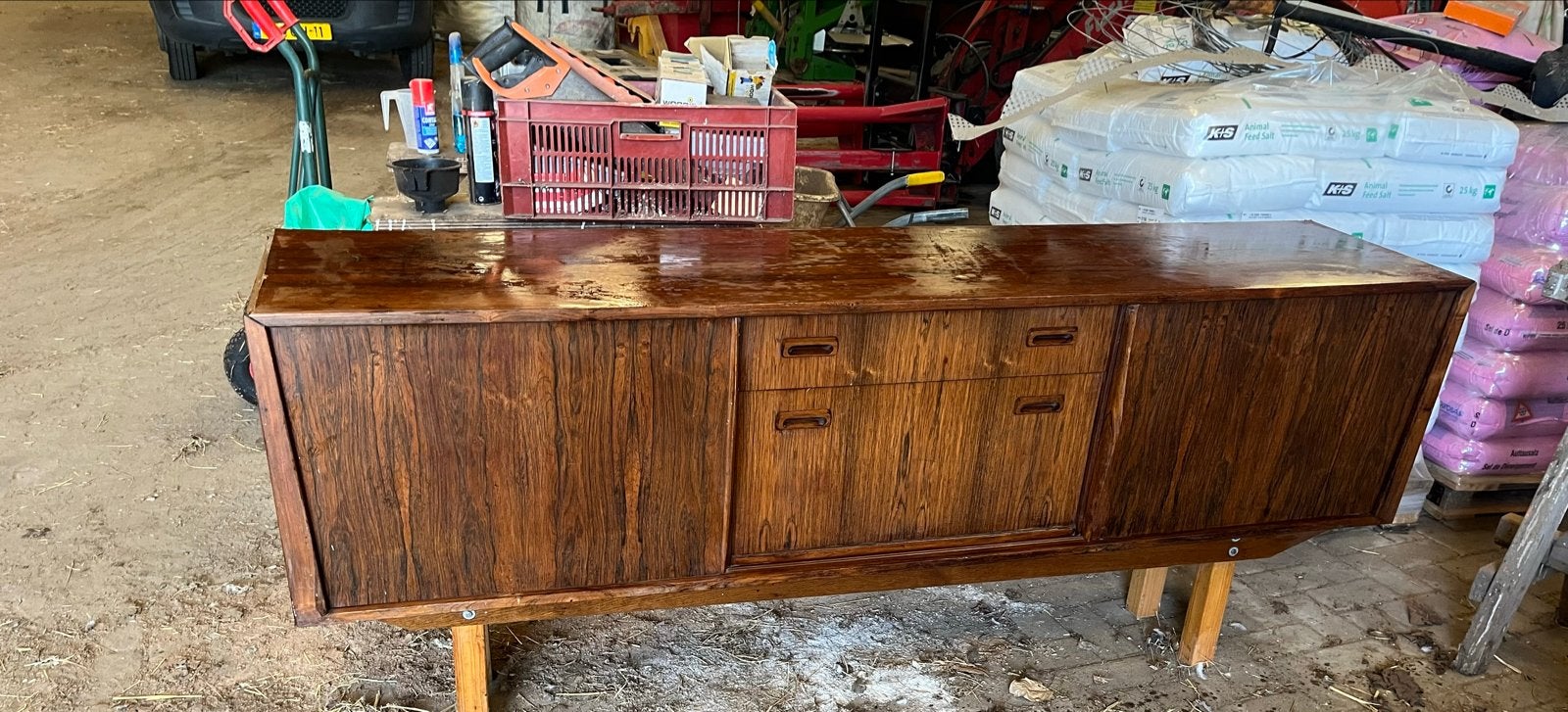 Vintage Dressoir Teakhout - Jaren '60 Stijl, Ophalen, Gebruikt, 150 tot 200 cm, Teakhout