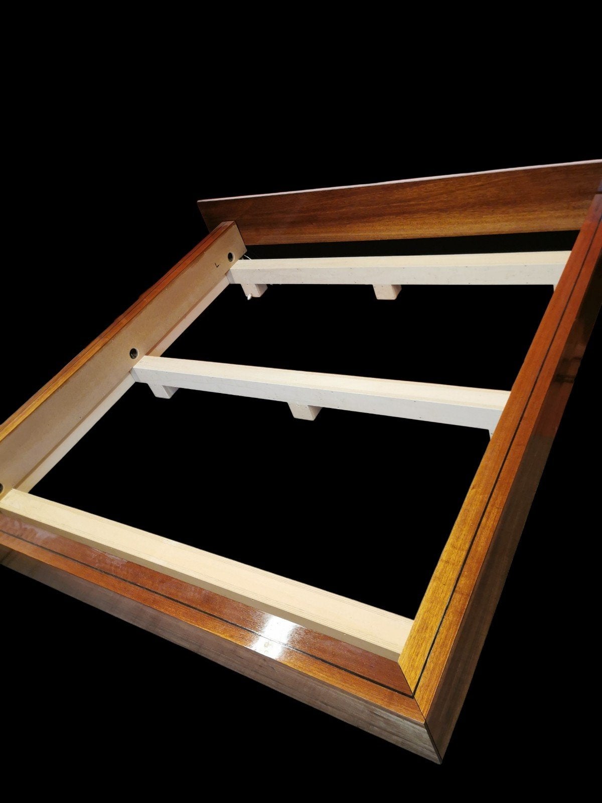 Mahonie hoogglans houten bed 200 x 180, Ophalen, Gevelraam of Ruit