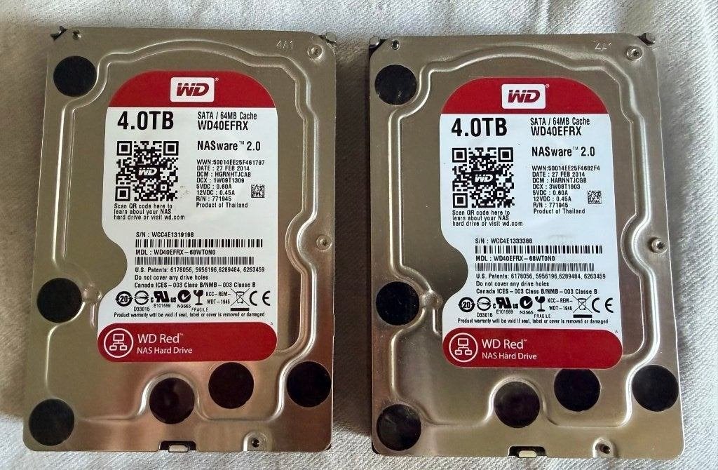 wd red 4tb 2x, Computers en Software, Harde schijven, Intern, HDD, Ophalen of Verzenden, Zo goed als nieuw