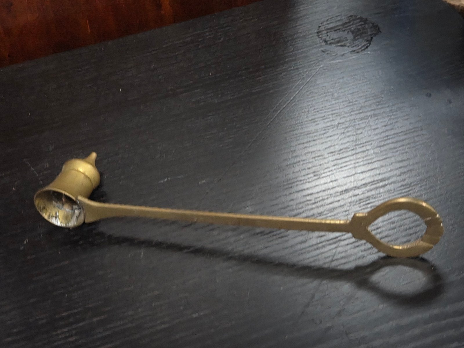 Antieke koperen kaarsendover met lange steel, Antiek en Kunst, Ophalen of Verzenden