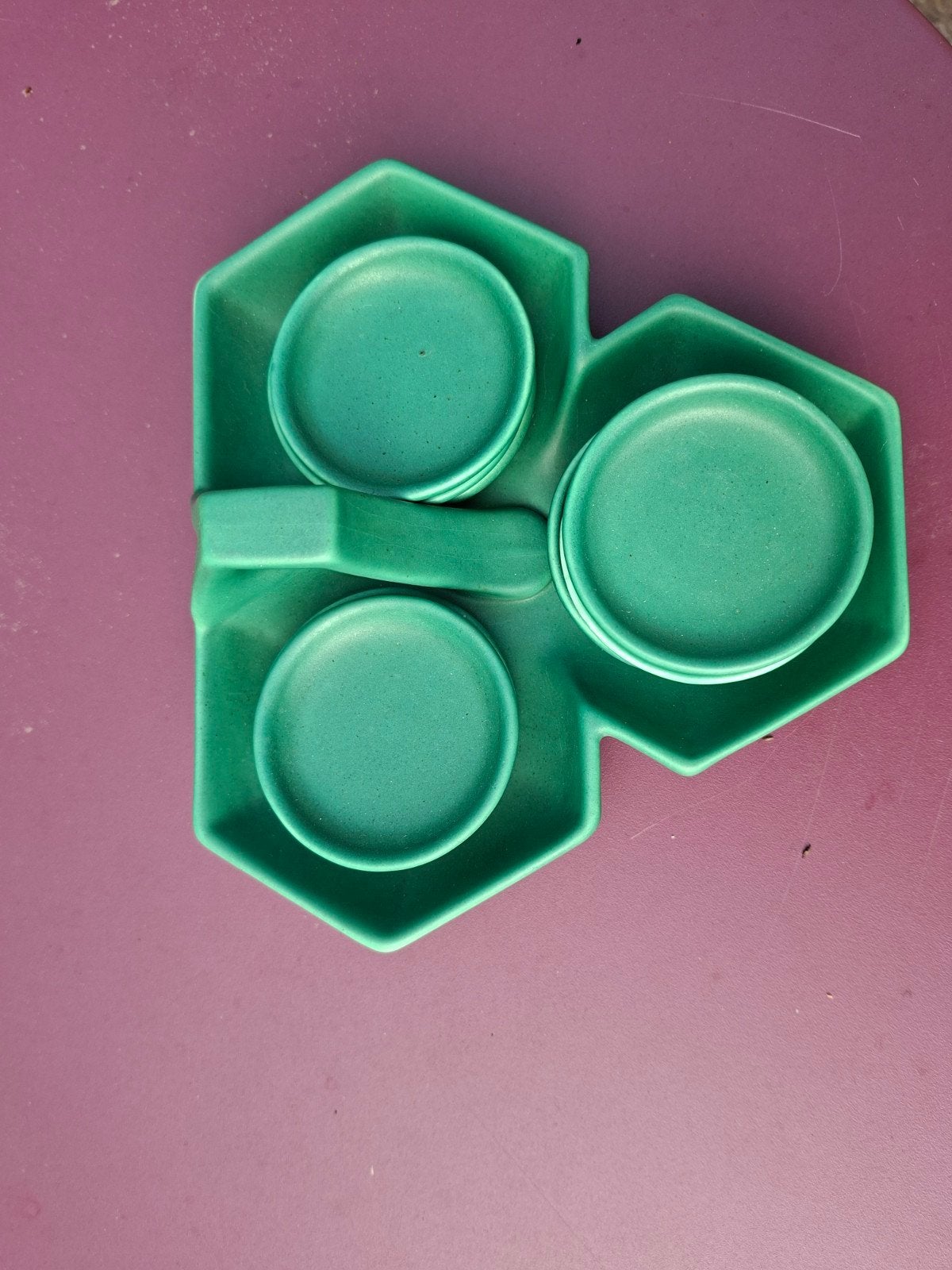 Mat groen plateel bonbon set, Ophalen