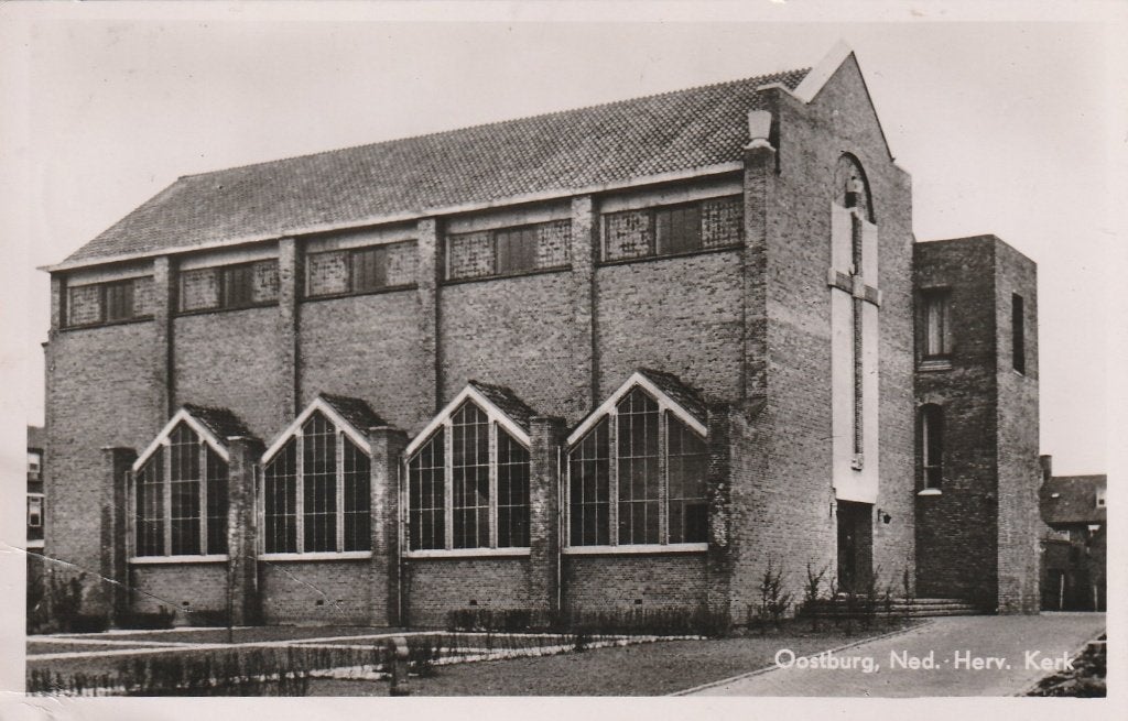 OOSTBURG Ned. Herv. Kerk 1954, Verzamelen, Verzenden, 1940 tot 1960, Gelopen, Zeeland