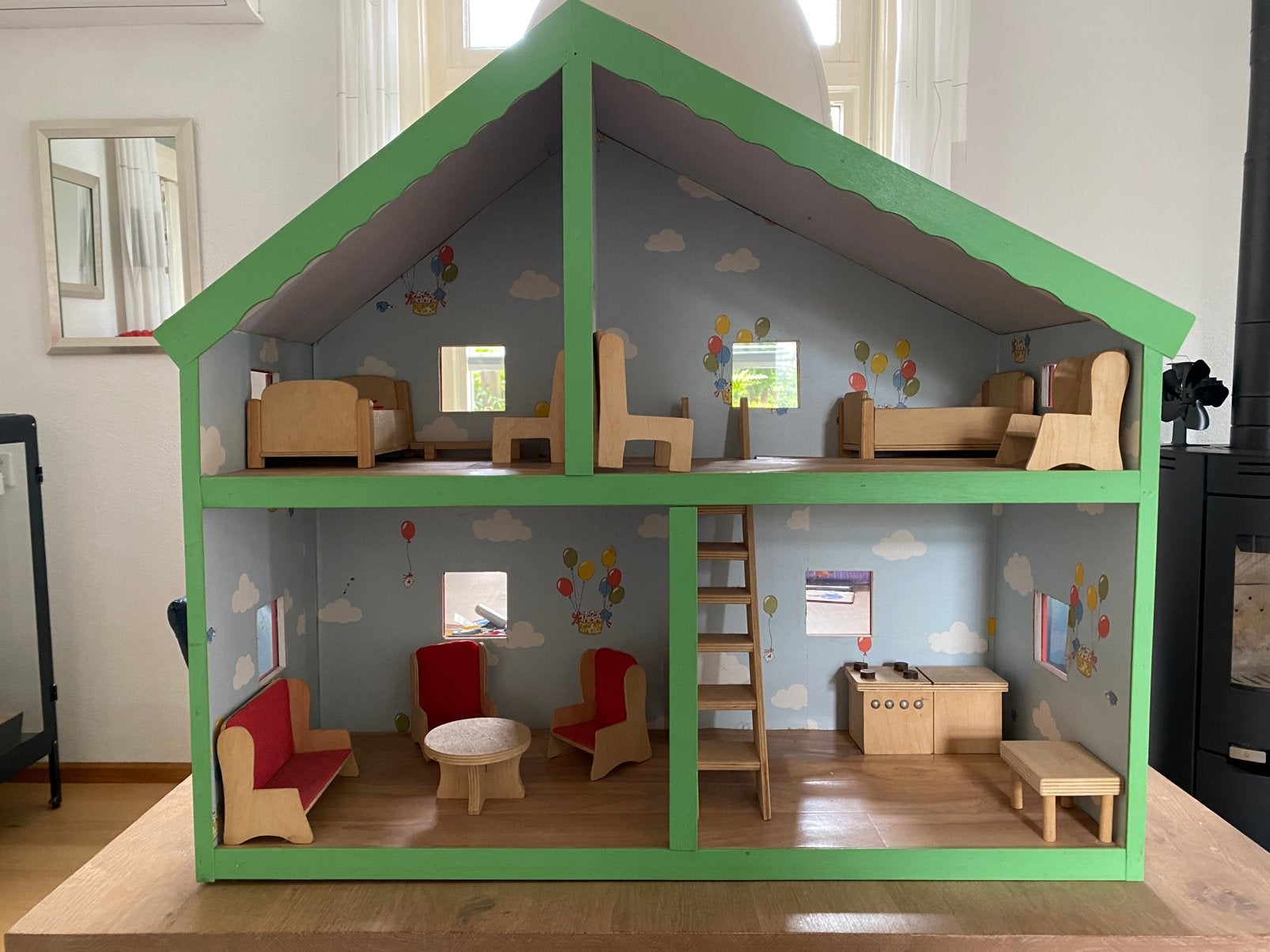 Poppenhuis met meubels, Kinderen en Baby's, Speelgoed | Poppenhuizen, Ophalen, Gebruikt, Poppenhuis