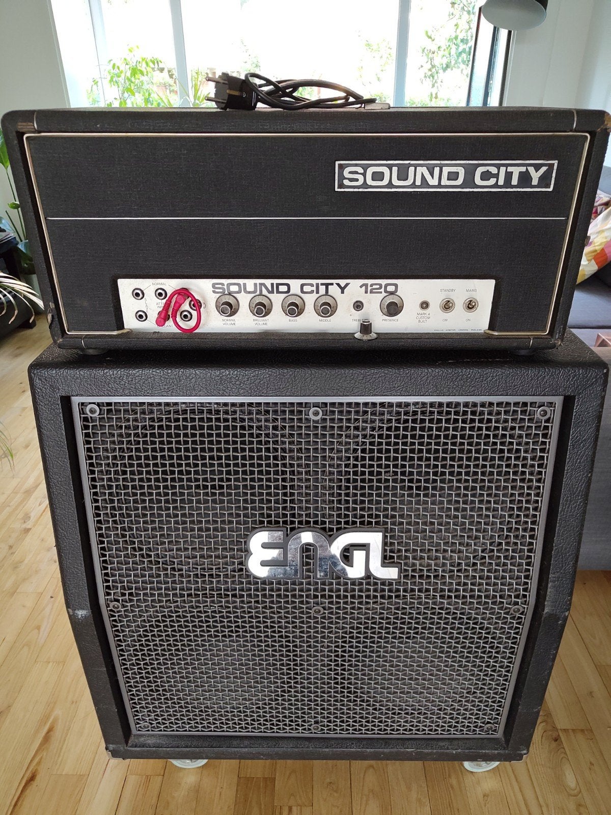 Sound City 120 mk4 buizenversterker met ENGL E 412 Vintage k, Ophalen, Gebruikt, Gitaar, 100 watt of meer