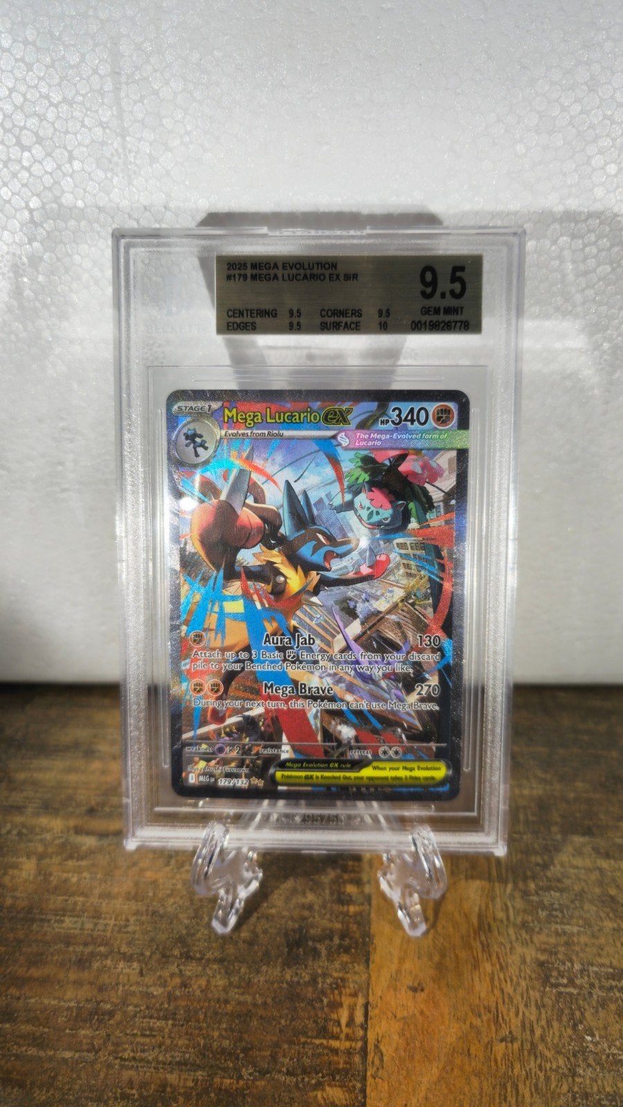 Mega Lucario EX SIR 179/132 BGS 9.5 Gem Mint, Ophalen of Verzenden, Nieuw, Losse kaart, Foil
