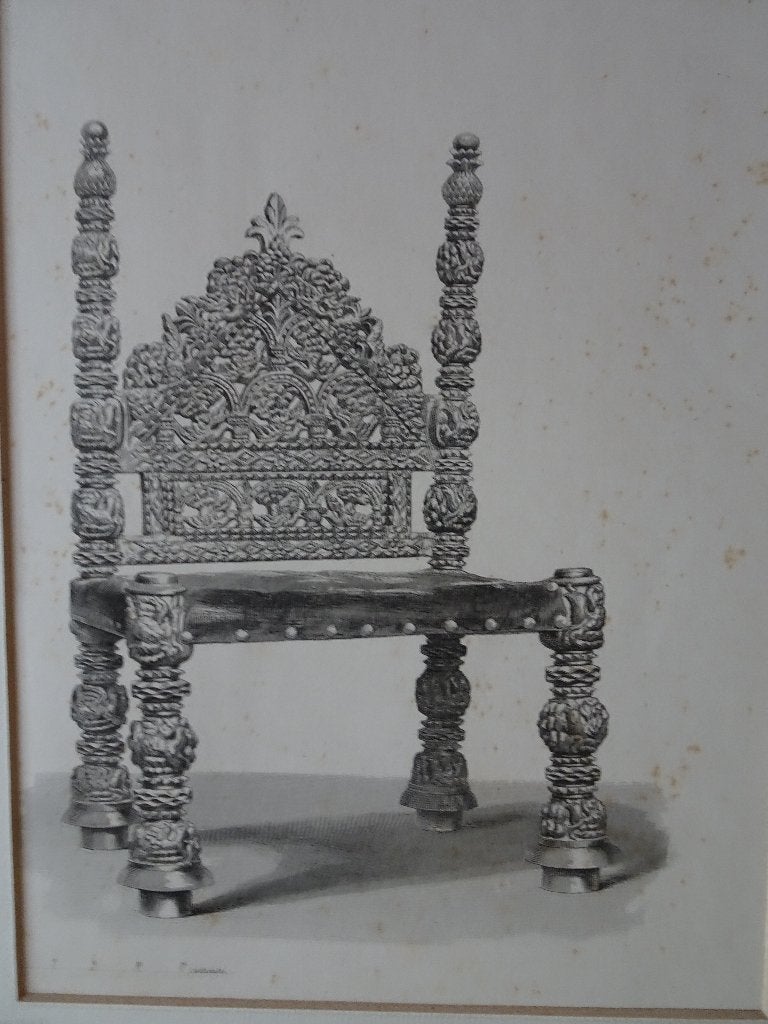 Prenten middeleeuwse meubels, Frans Buffa 1860, Antiek en Kunst, Ophalen of Verzenden, Dagelijks leven, Overige technieken, 1800 - 1899