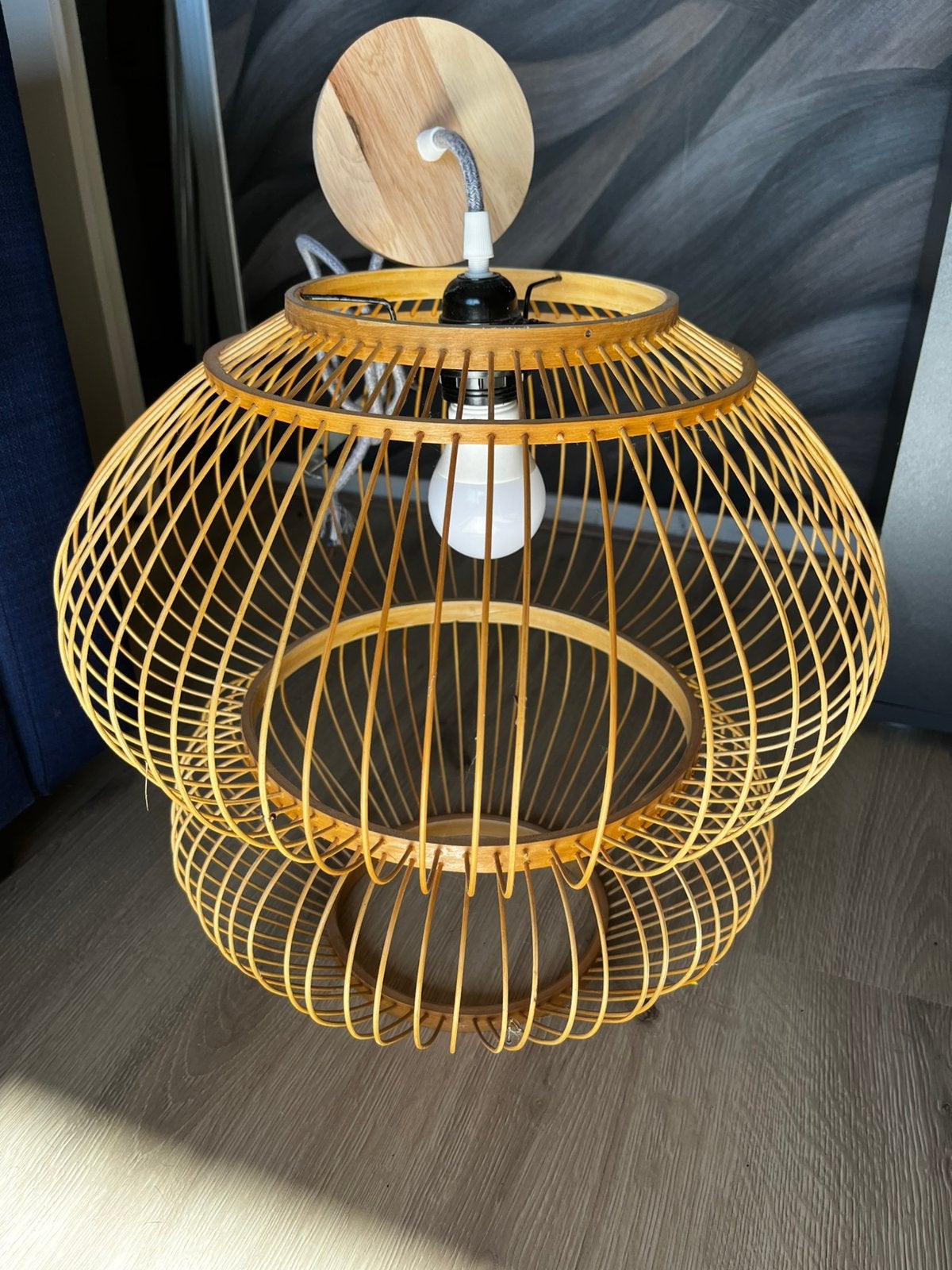 Mooie rieten hanglamp, Ophalen of Verzenden, Zo goed als nieuw