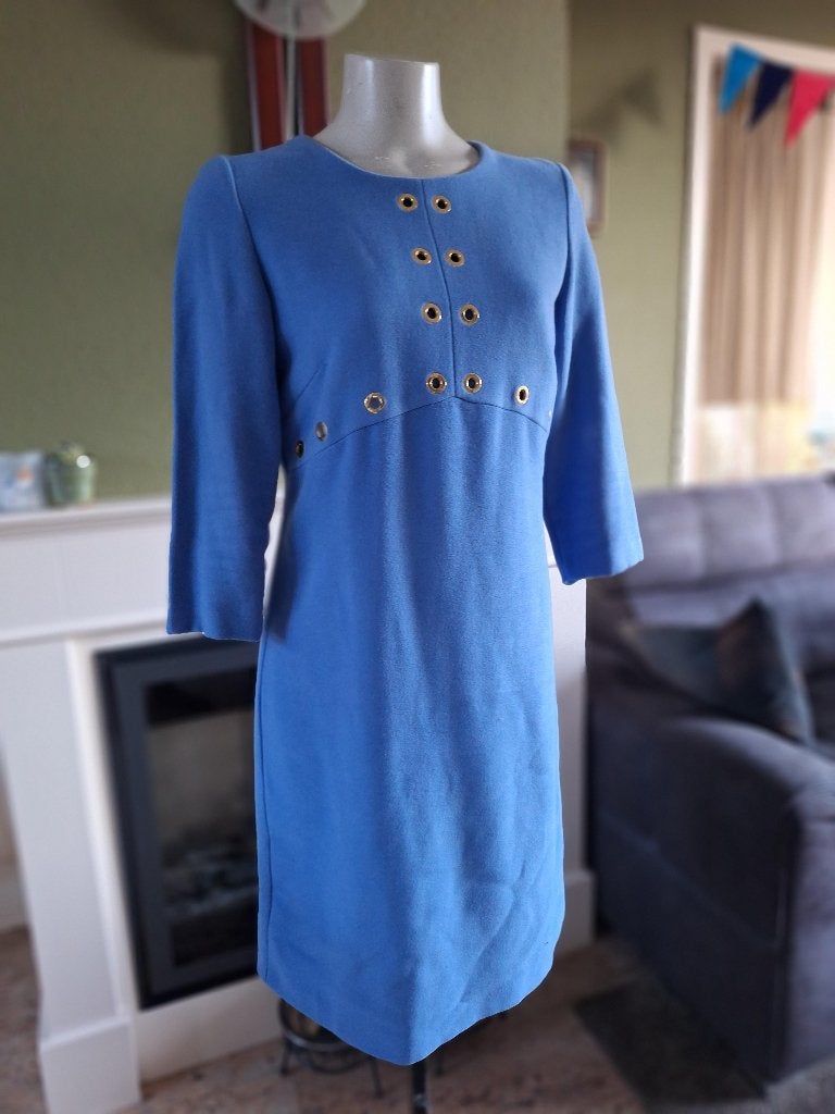 Caroline Biss blauwe warme winter jurk 38, Kleding | Dames, Jurken, Maat 38/40 (M), Zo goed als nieuw, Knielengte, Caroline Biss